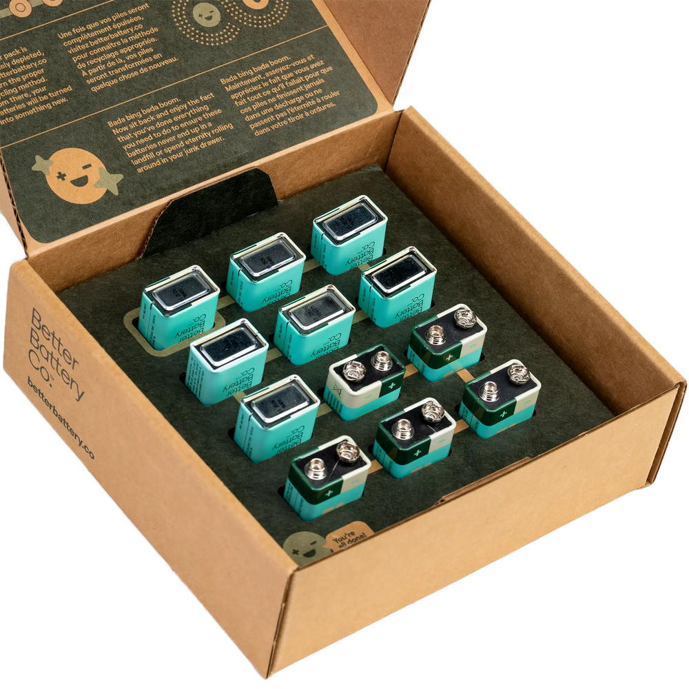 
                  
                    9V Carbon Neutral Recyclable Battery | 12 Pack | by Better Battery Co.
                  
                