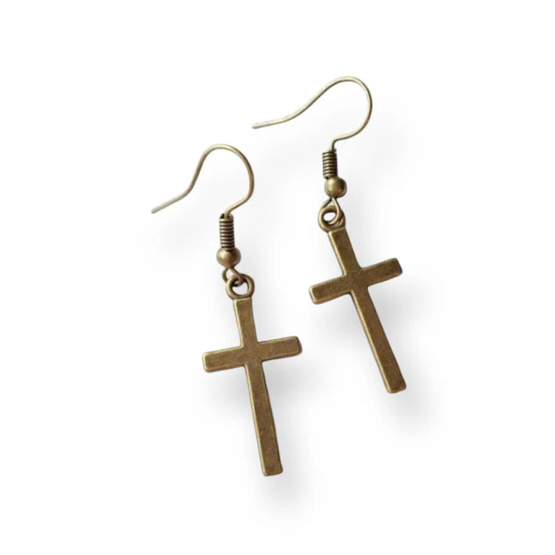 Bronze Cross Earrings by Made for Freedom