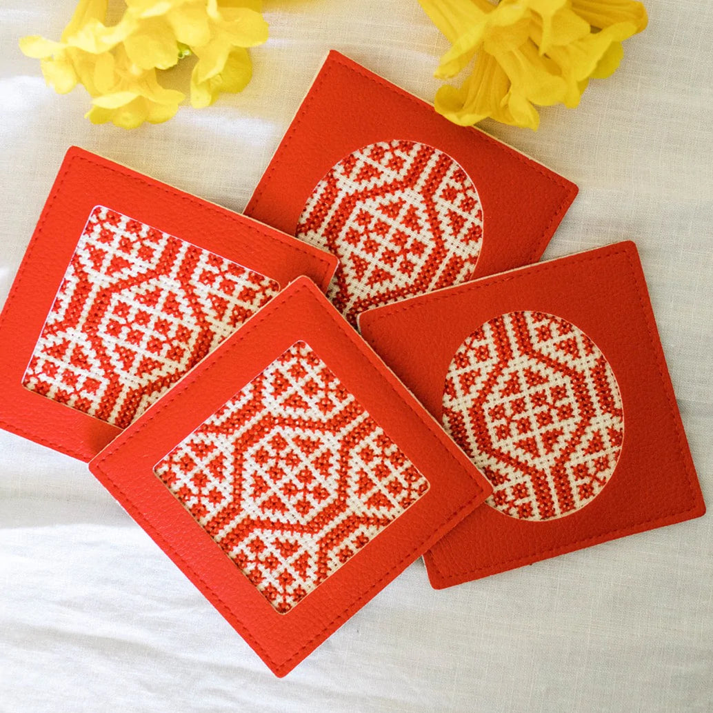 
                  
                    Tatreez Coasters - Palestinian Red
                  
                