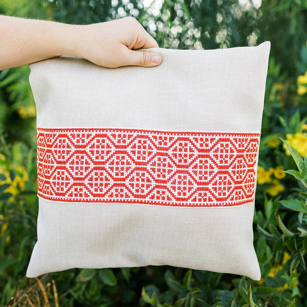 Tatreez Pillow - Palestinian Red