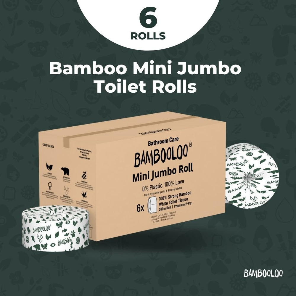 Bamboo Mini Jumbo Toilet Rolls | 6 rolls x 300m by Love Bambooloo