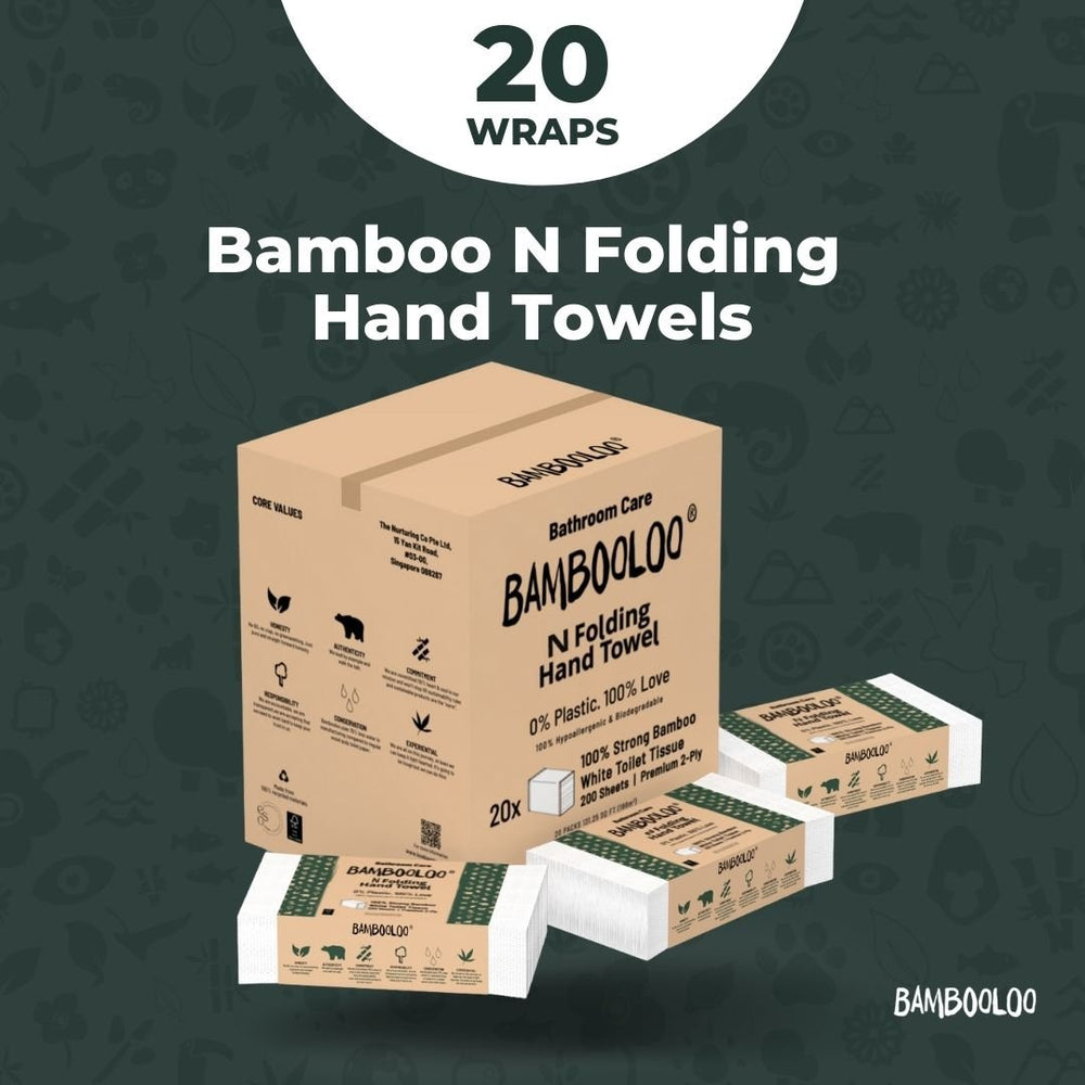 Bamboo N Folding Plastic-Free Hand Towels | 4000 towels by Love Bambooloo