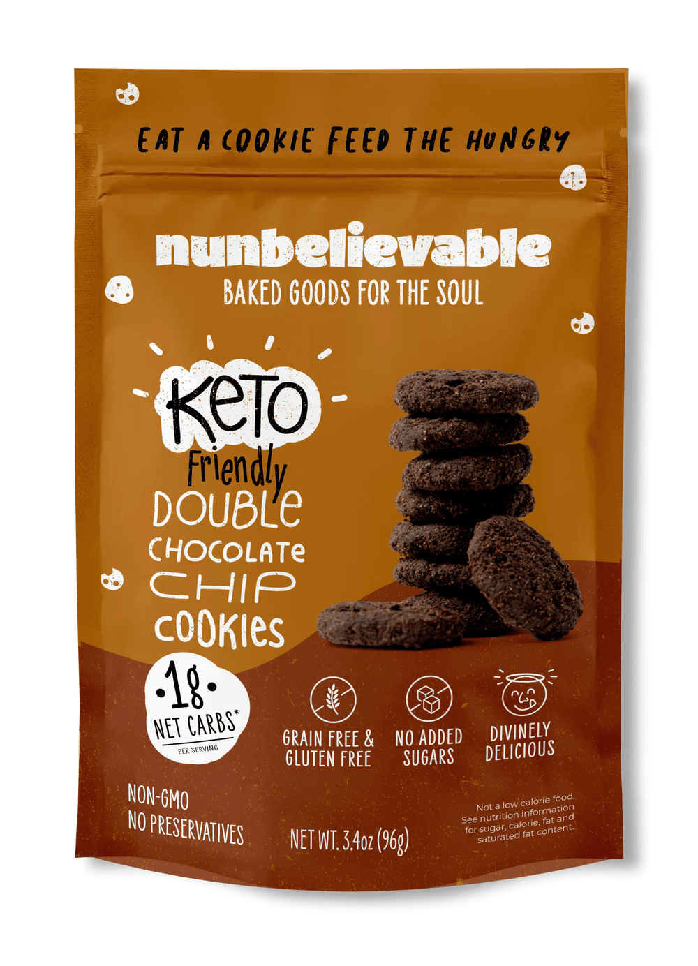 Double Chocolate Chip Cookies (Low Carb, No Sugar Added, Gluten Free) by Nunbelievable