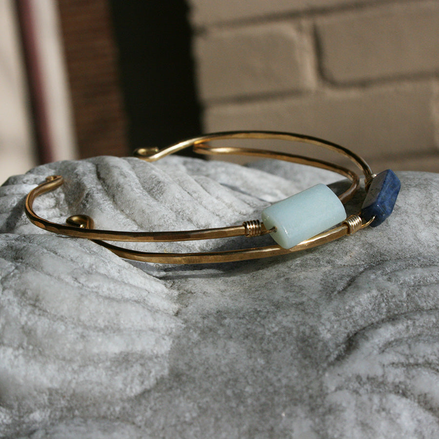 
                  
                    Hammered Brass Bangle - Amazonite by Made for Freedom
                  
                
