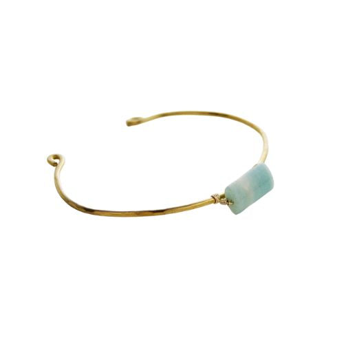 
                  
                    Hammered Brass Bangle - Amazonite by Made for Freedom
                  
                