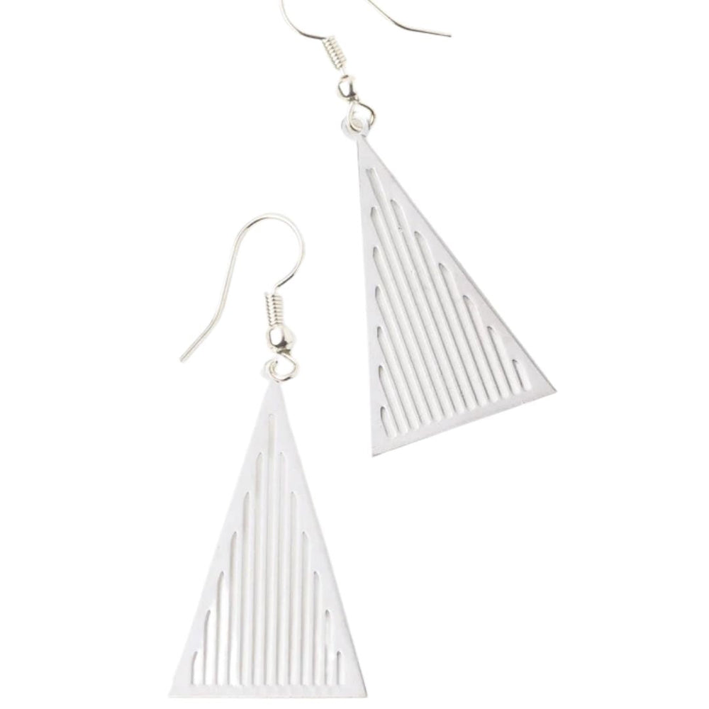 Linear Peak Earrings - Silver by Made for Freedom