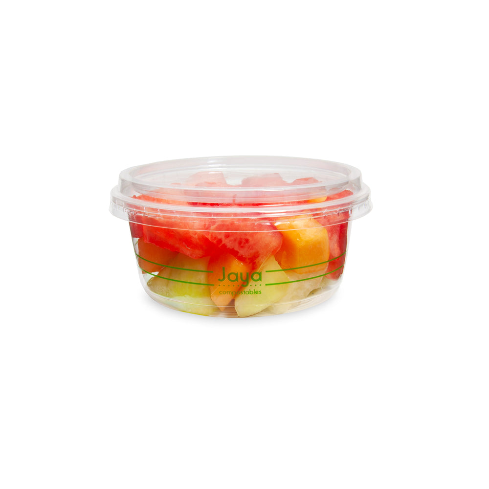 Jaya 100% Compostable Clear PLA Round Deli Container, 12-Ounce, 600-Count Case