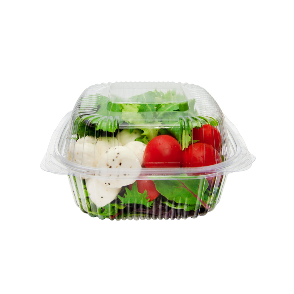 Jaya 100% Compostable Clear PLA Hinged Clamshell, 6x6-Inch, 240-Count Case