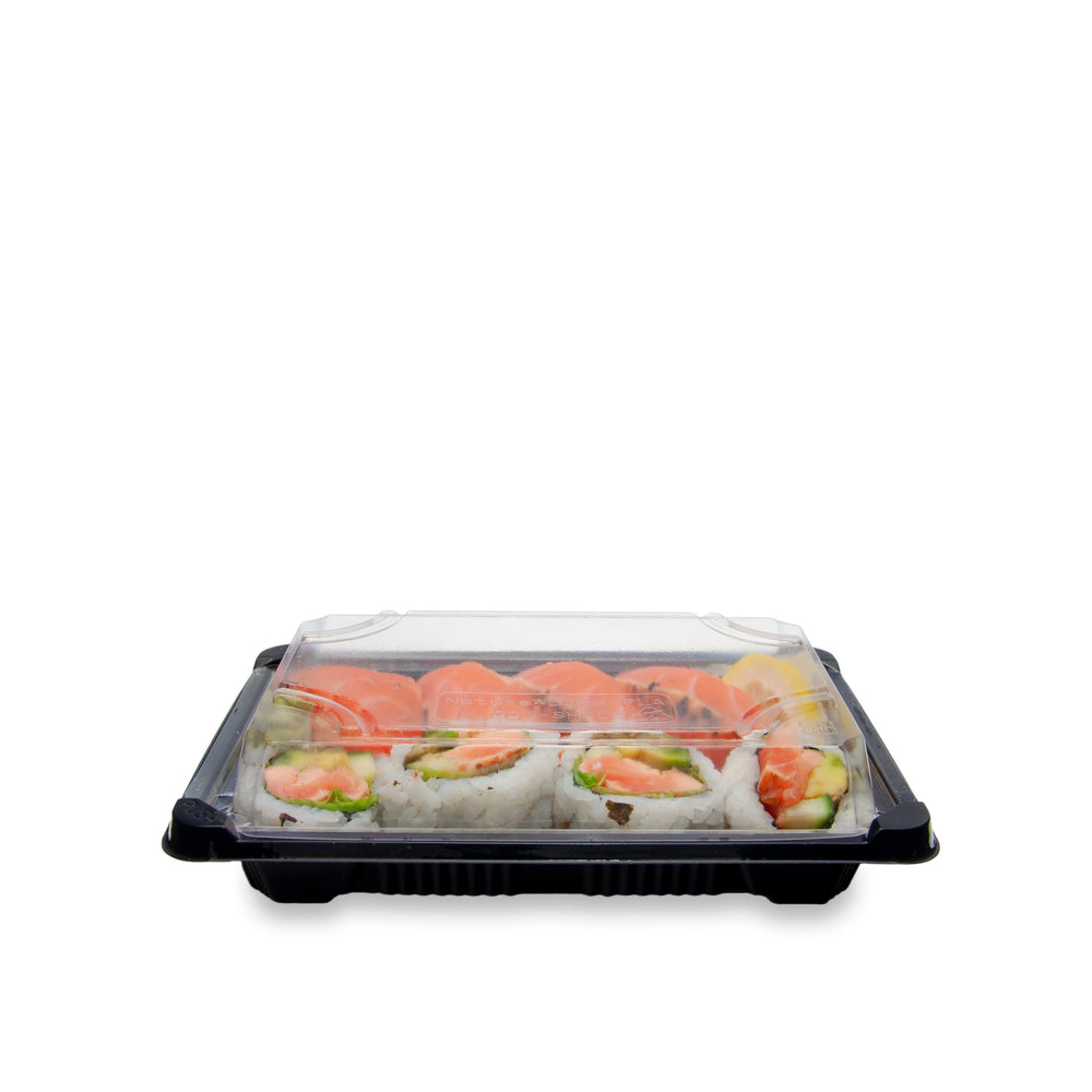 7''x4-7/8''x1-3/4'' PLA Sushi Tray with Lid Combo Case of 300) by TheLotusGroup - Good For The Earth, Good For Us