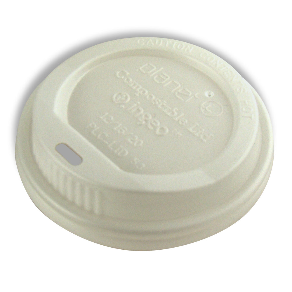 Planet+ 100% Compostable PLA Hot Cup Lid, Fits 12/16/20oz Single-Wall Hot Cups and 12/16oz Double-Wall Hot Cups, 1000-Count Case