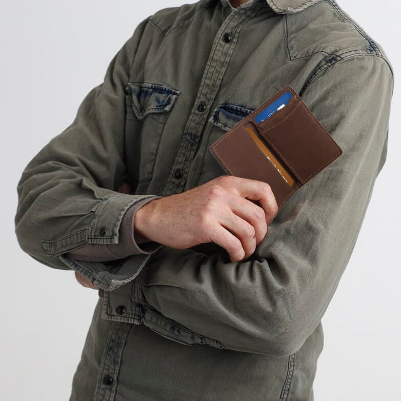 
                  
                    Bifold Card Holder in Distressed Walnut
                  
                