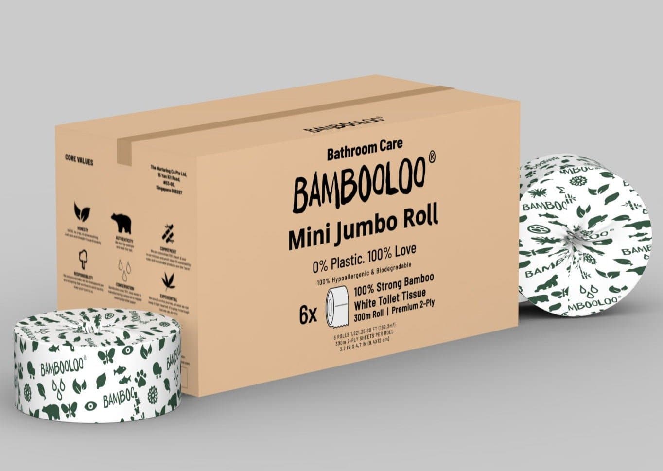 
                  
                    Bamboo Mini Jumbo Toilet Rolls | 6 rolls x 300m by Love Bambooloo
                  
                
