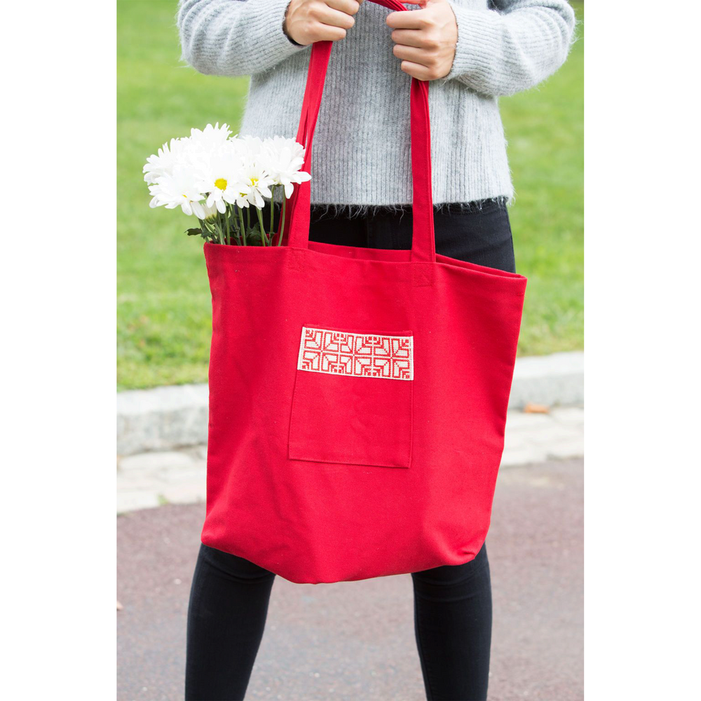 Fabric Market Tote - Red