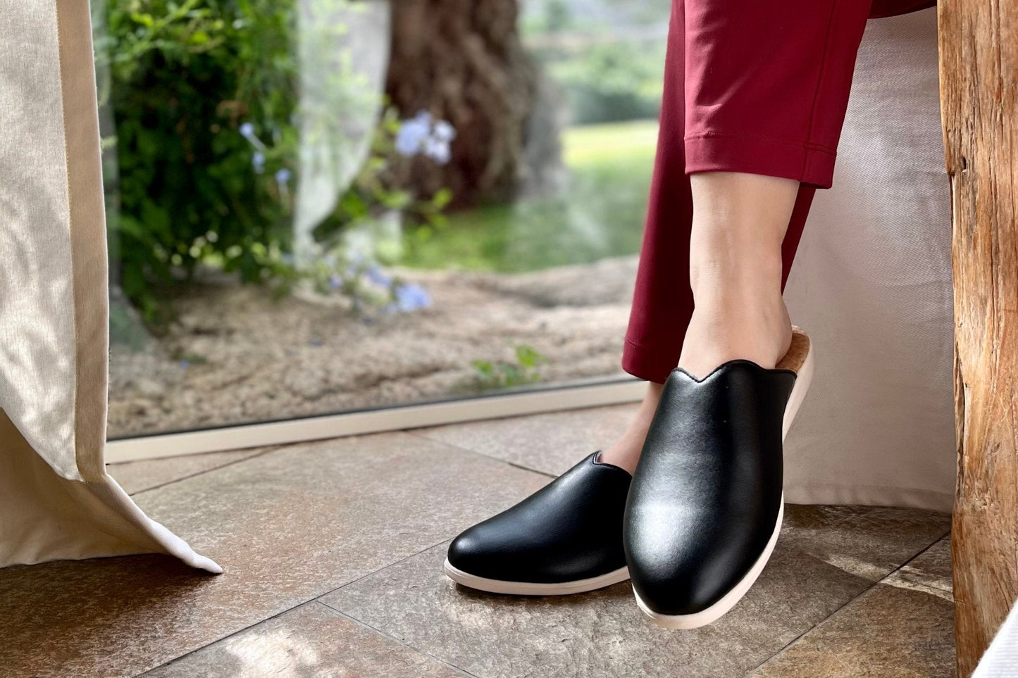 
                  
                    Plant-Based & Recycled Material Black House Mules by Dooeys
                  
                