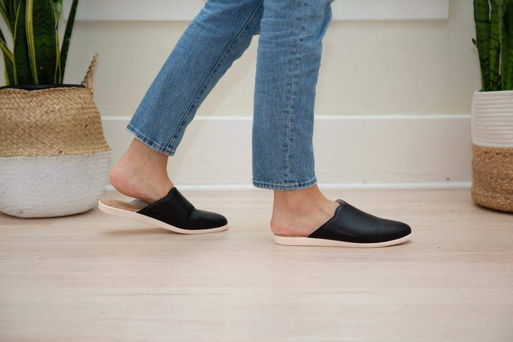 
                  
                    Plant-Based & Recycled Material Black House Mules by Dooeys
                  
                