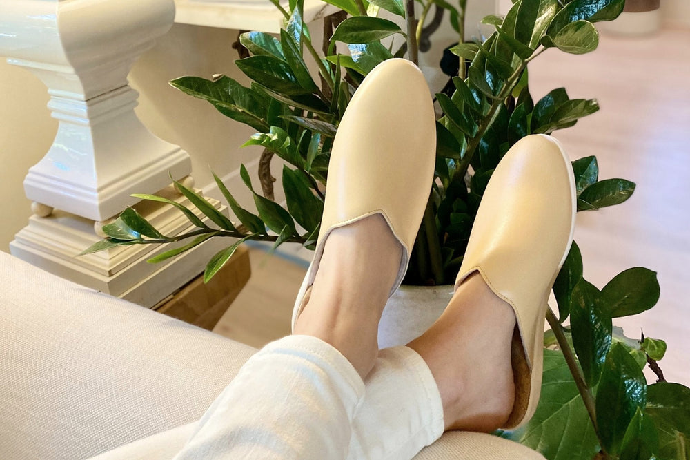 
                  
                    Plant-Based & Recycled Material Honey Beige House Mules by Dooeys
                  
                