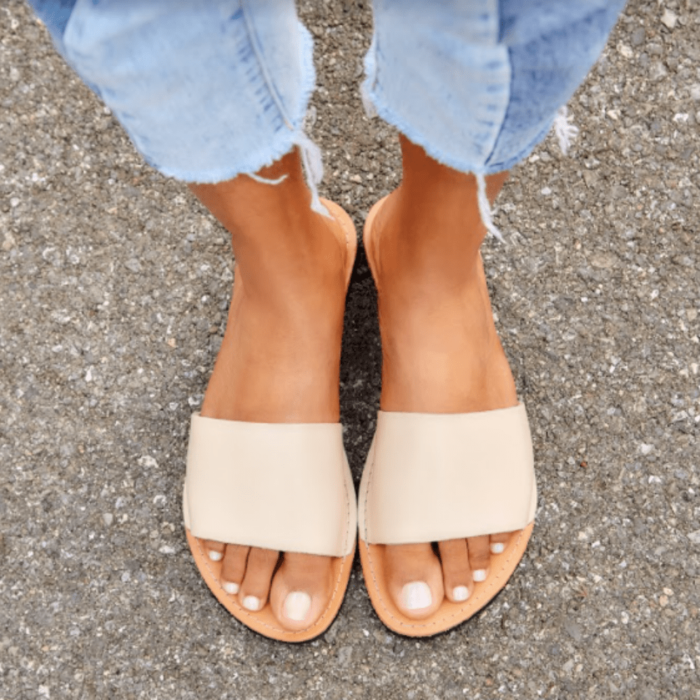 
                  
                    The Linda Leather Slide Sandal
                  
                