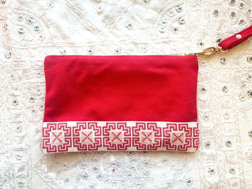 Red Tatreez Pouch