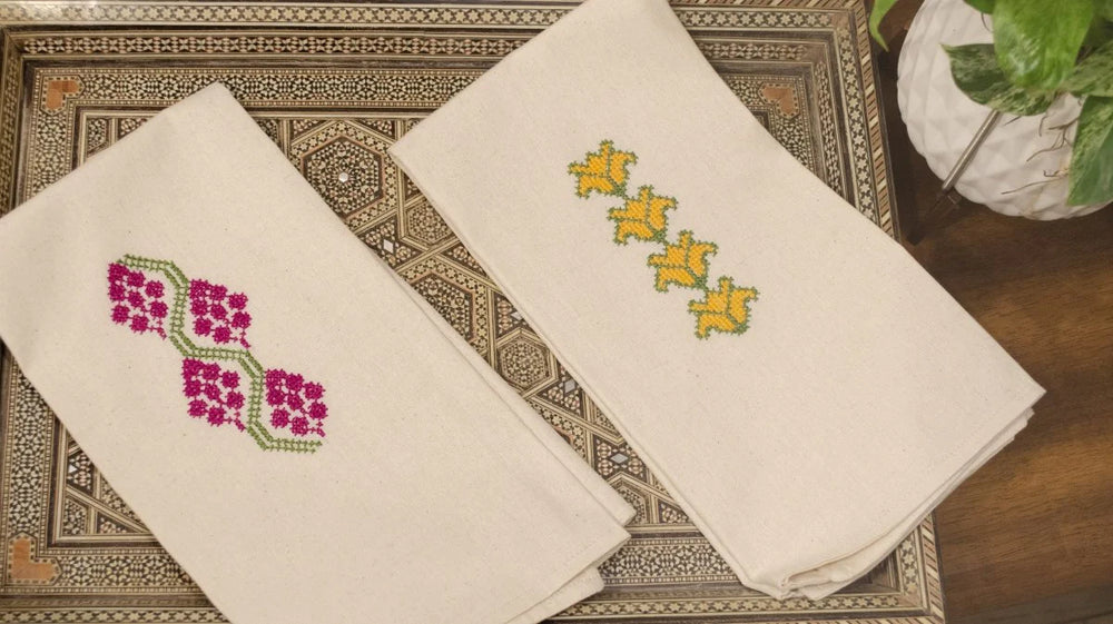 Tatreez Tea Towel Set: Cauliflower & Grapes